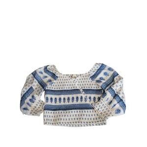 Rare Editions Girls White/Blue Off-Shoulder Boho Top Size 10 EUC